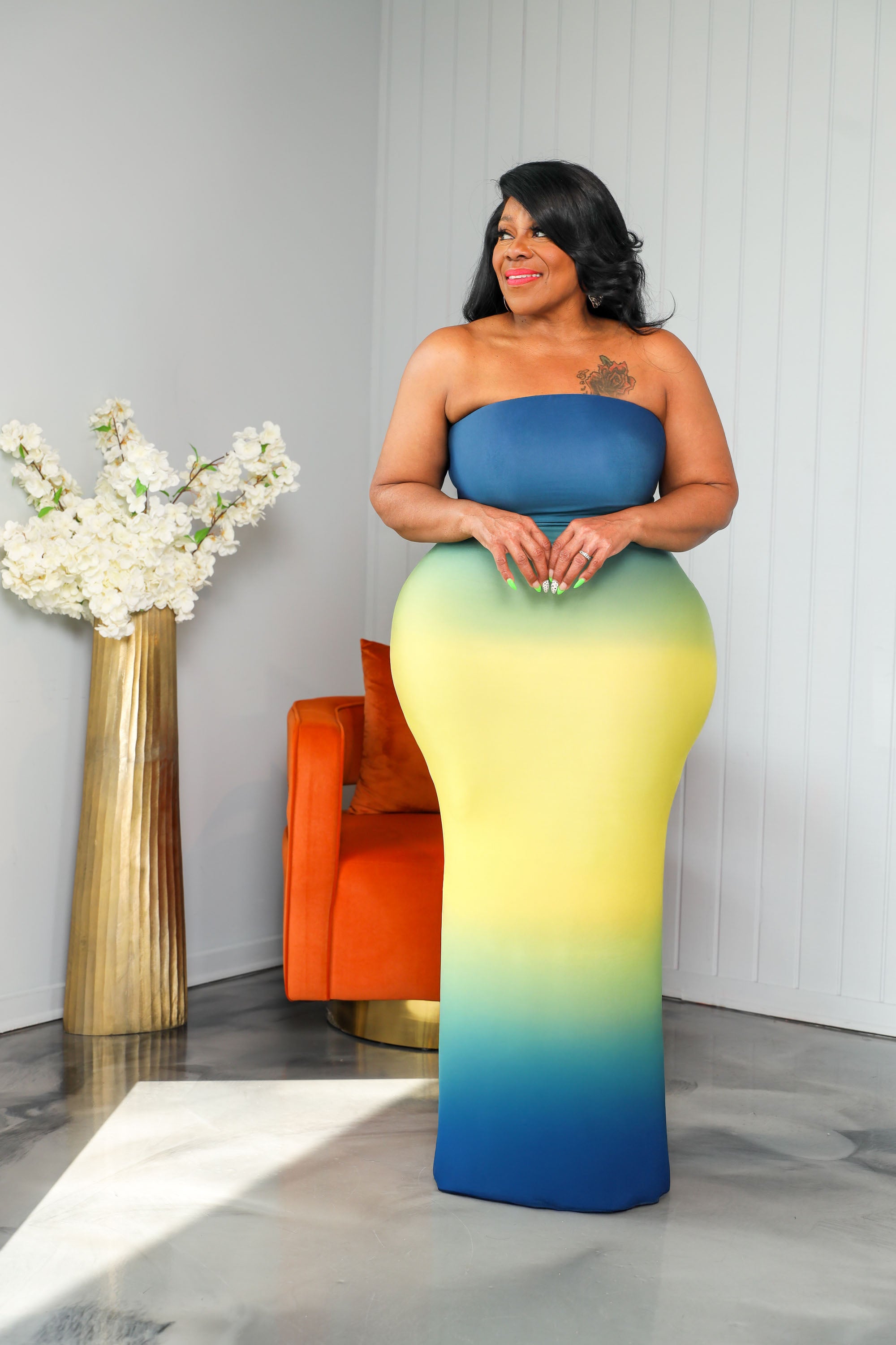 Blue Ombre Tube Dress – Curvaceous Boutique