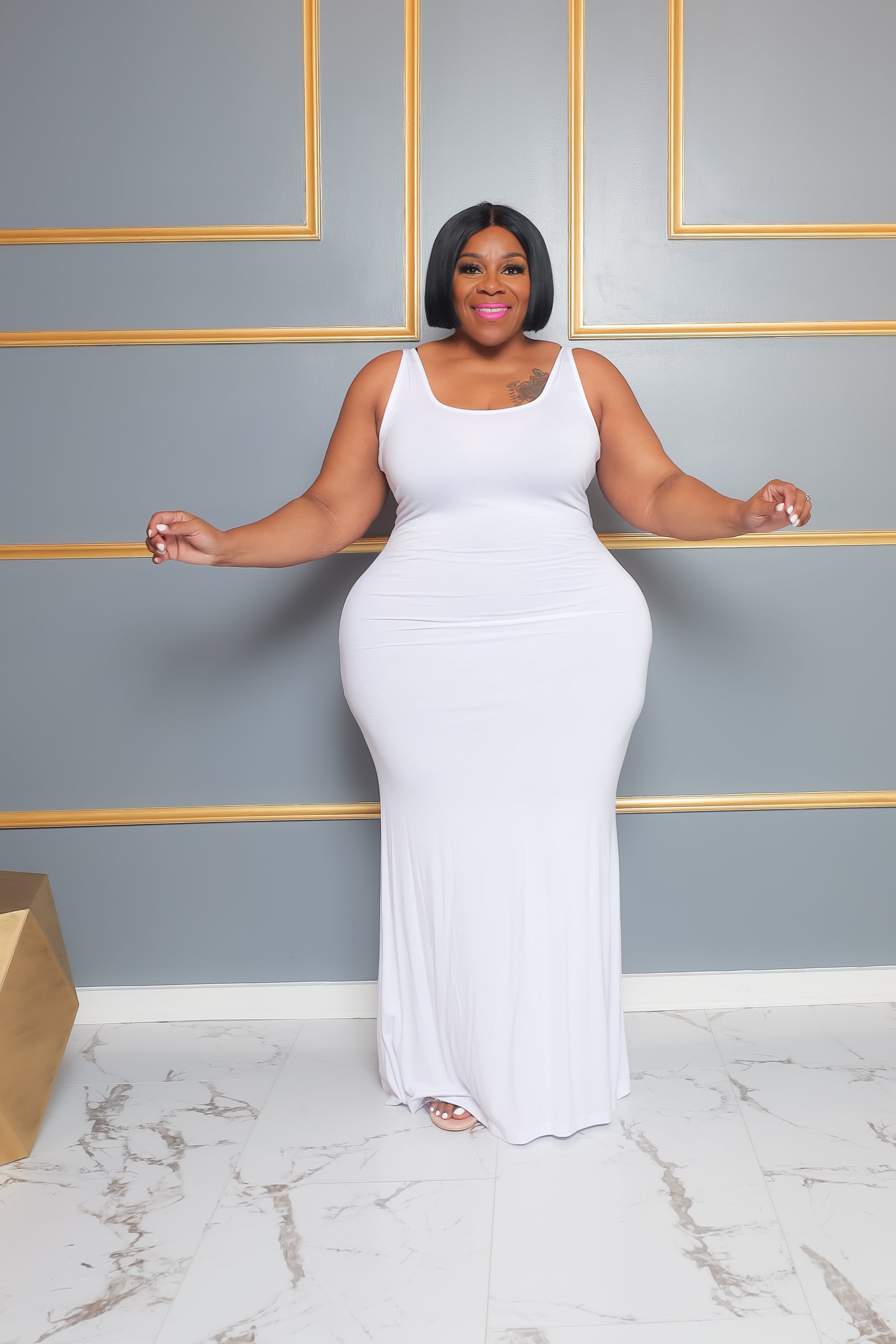 Plus size white sales tank dress