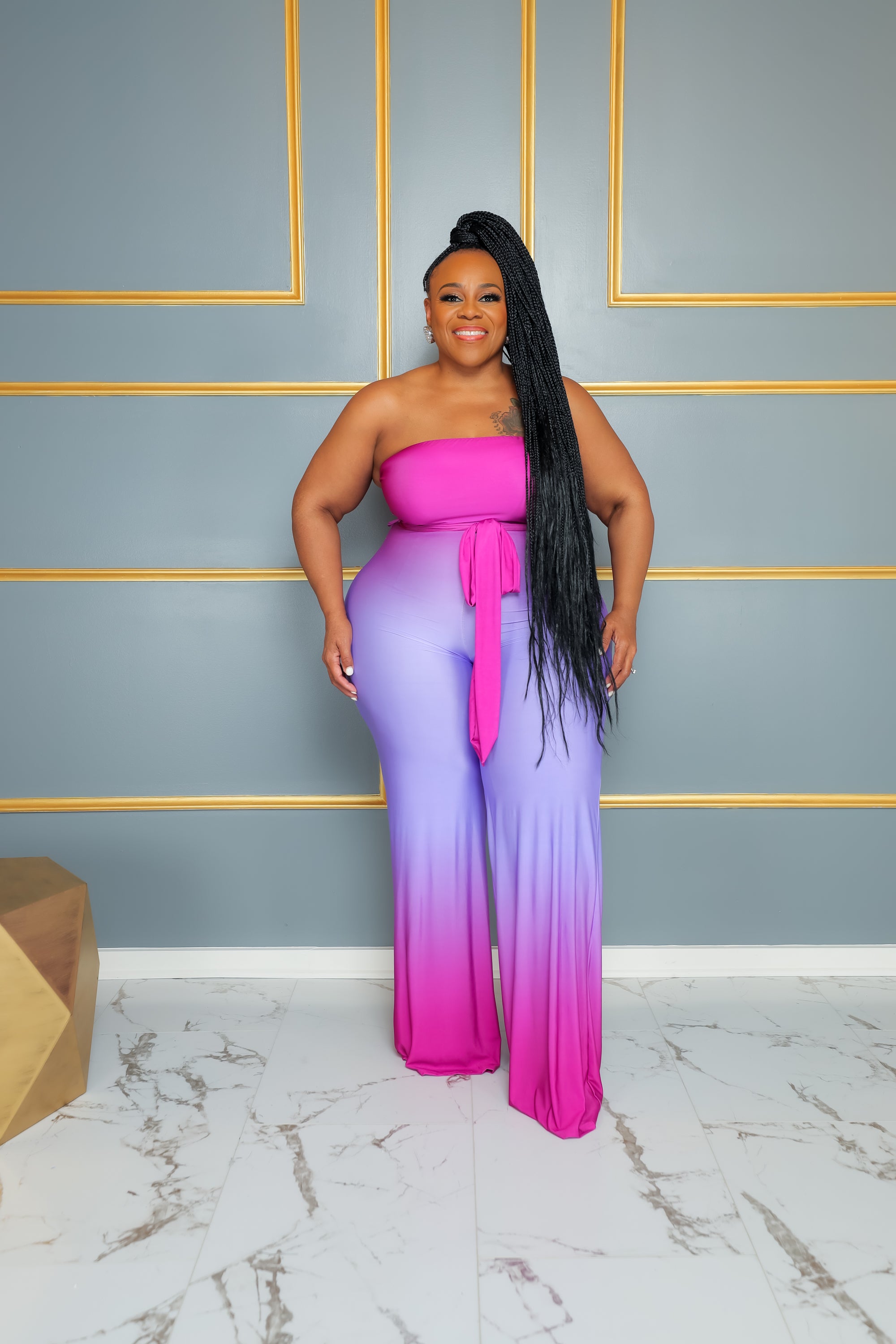 Purple Ombre Tube Jumpsuit