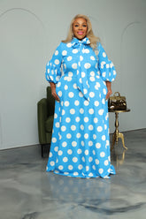 Blue Polka Dot Bow Dress