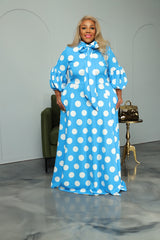 Blue Polka Dot Bow Dress