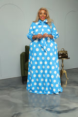 Blue Polka Dot Bow Dress