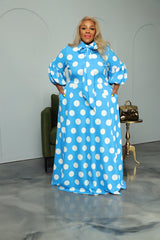 Blue Polka Dot Bow Dress