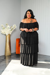 Black Top Tier Skirt Set