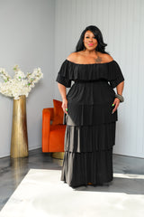Black Top Tier Skirt Set
