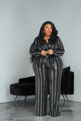 Sequin Pinstripe Pant Set