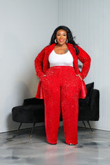 Red Hillary Sequin Suit