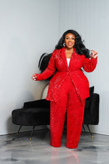 Red Hillary Sequin Suit