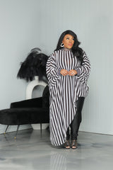 Stripe Chiffon Asymmetric Top