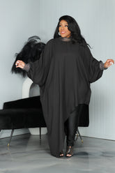 Black Chiffon Asymmetric Top