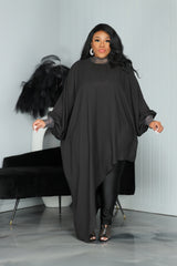 Black Chiffon Asymmetric Top