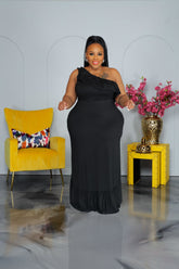 Black In Ruffle Dress