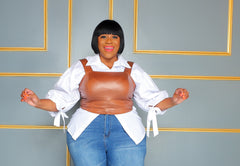 Camel Square Neck Crop Top