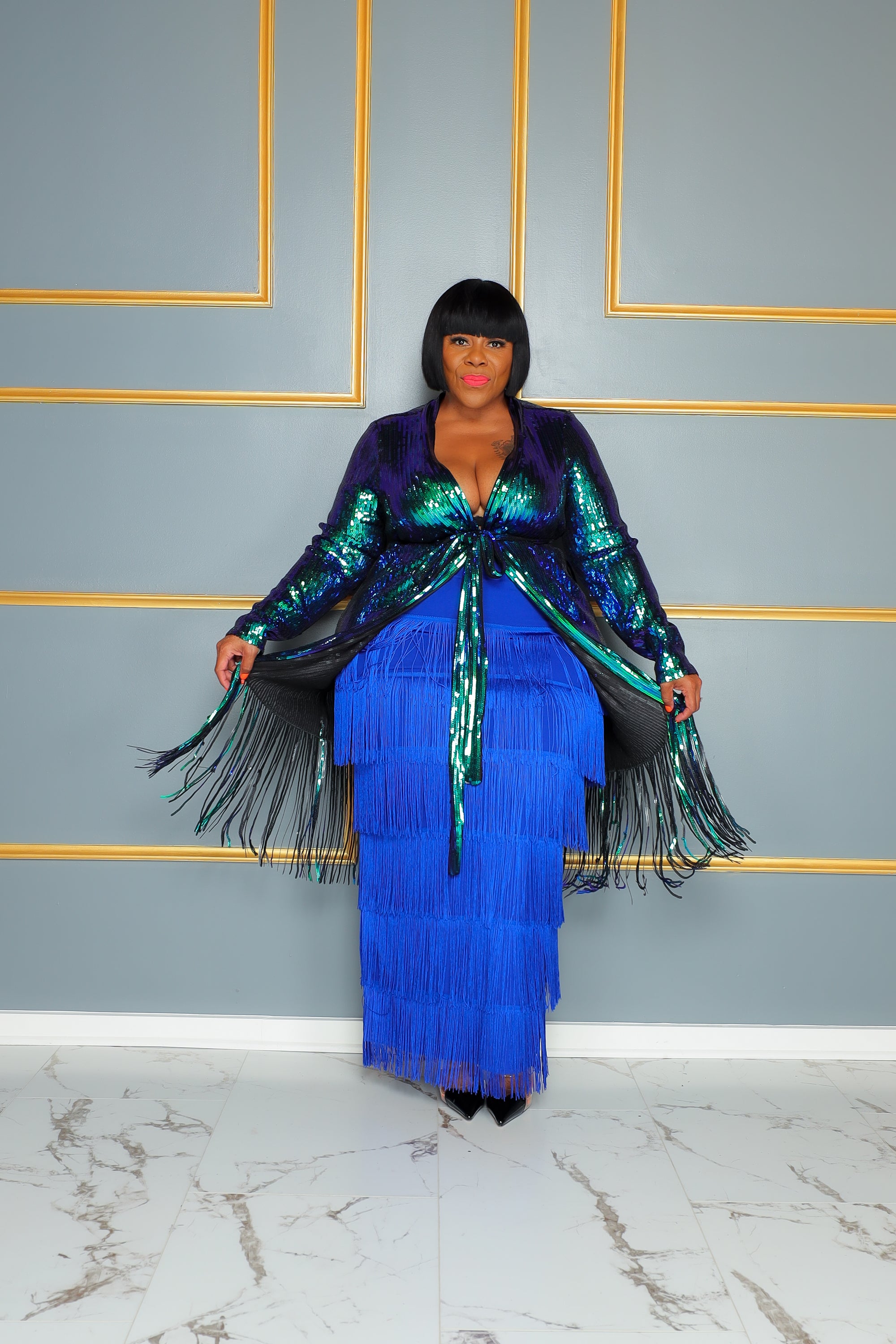 Royal Blue Fringe Dress