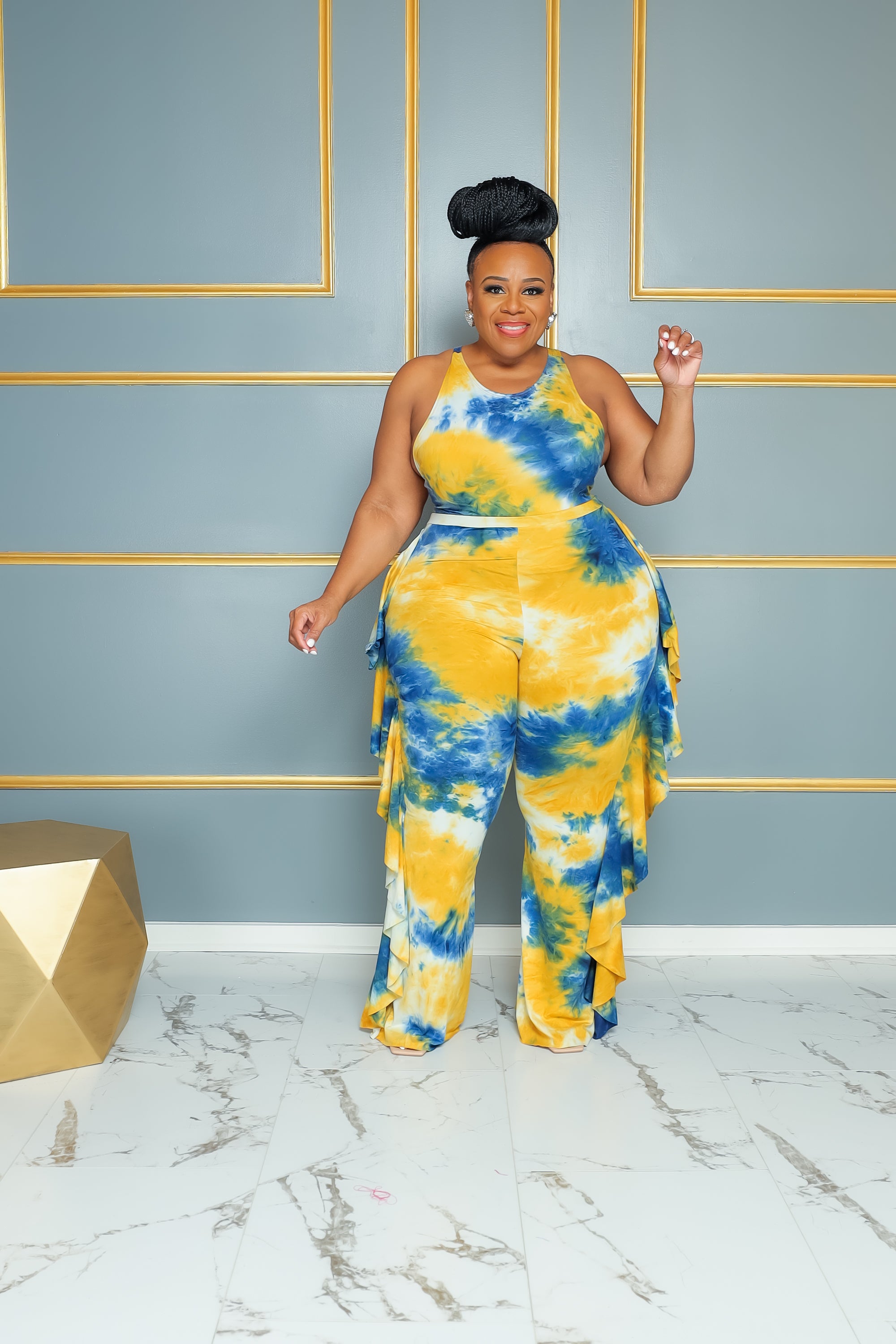 Mustard Tie Ruffle My Curves Set