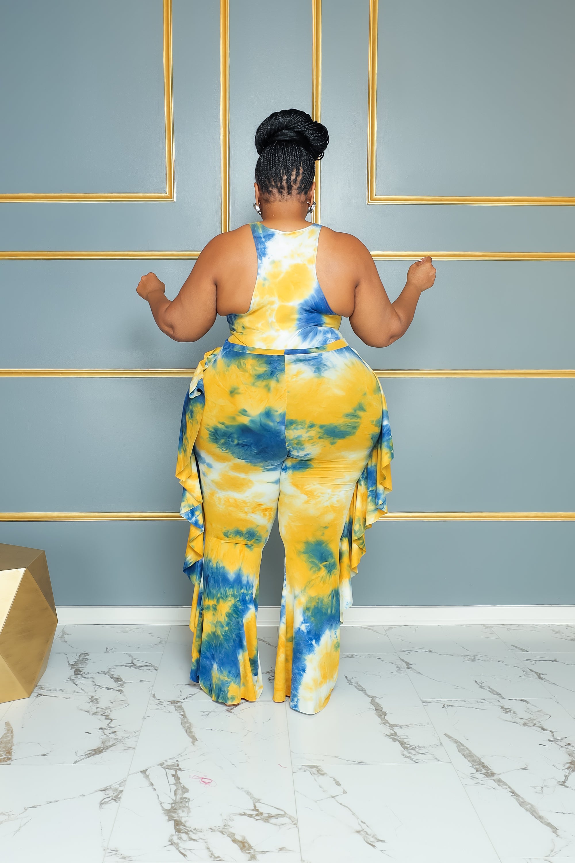 Mustard Tie Ruffle My Curves Set