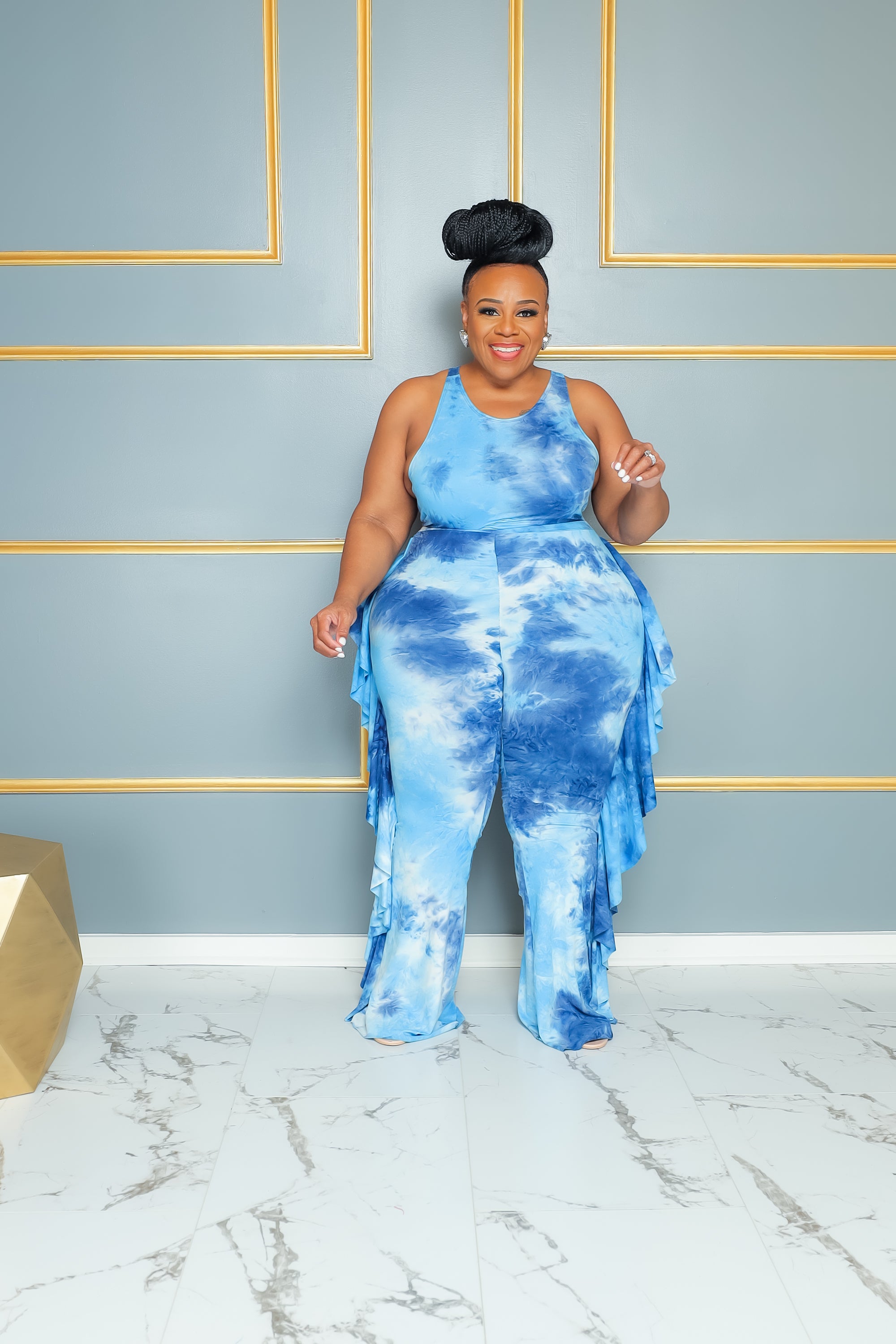 Blue Tie Ruffle My Curves Set