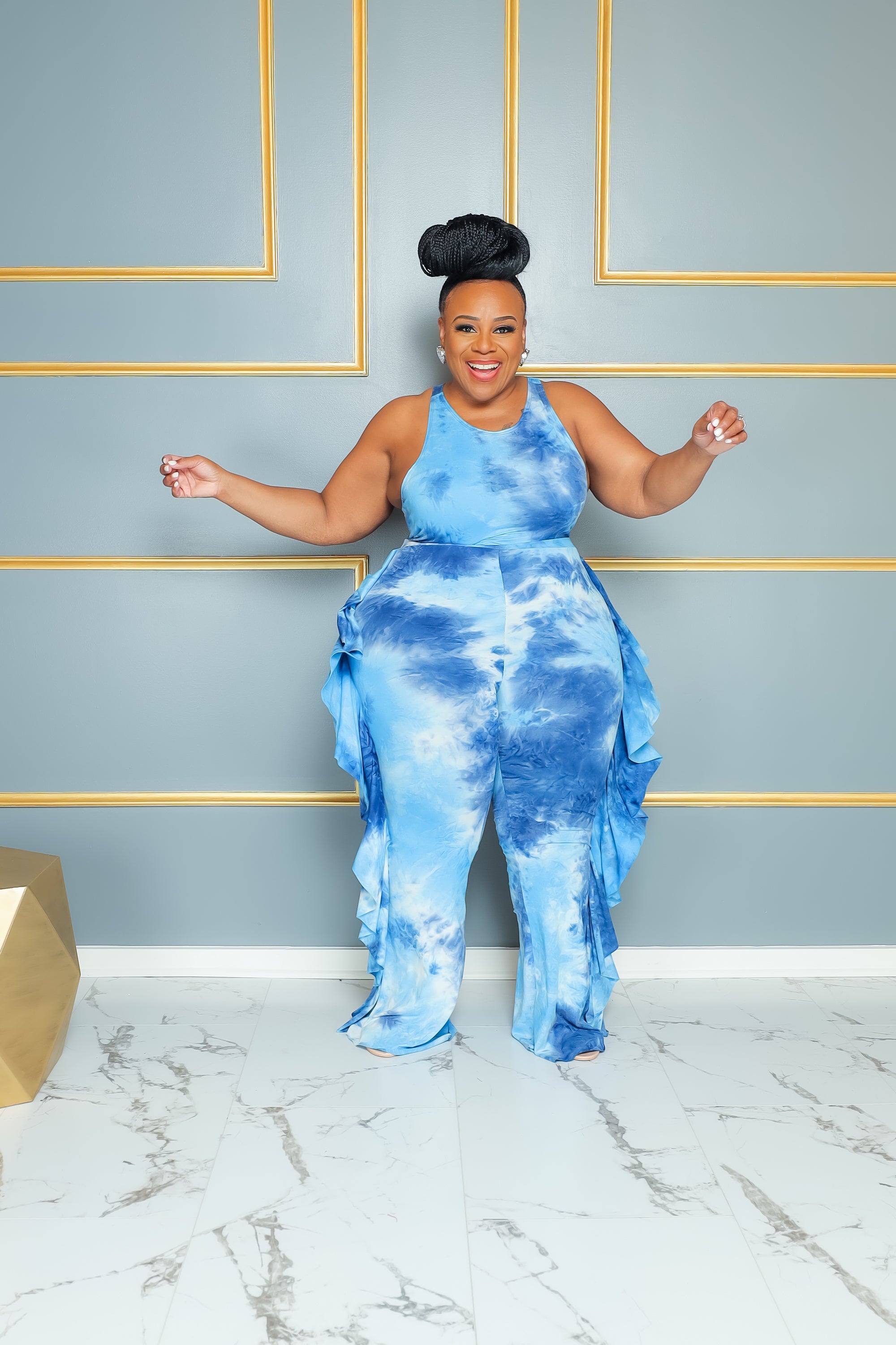 Blue Tie Ruffle My Curves Set