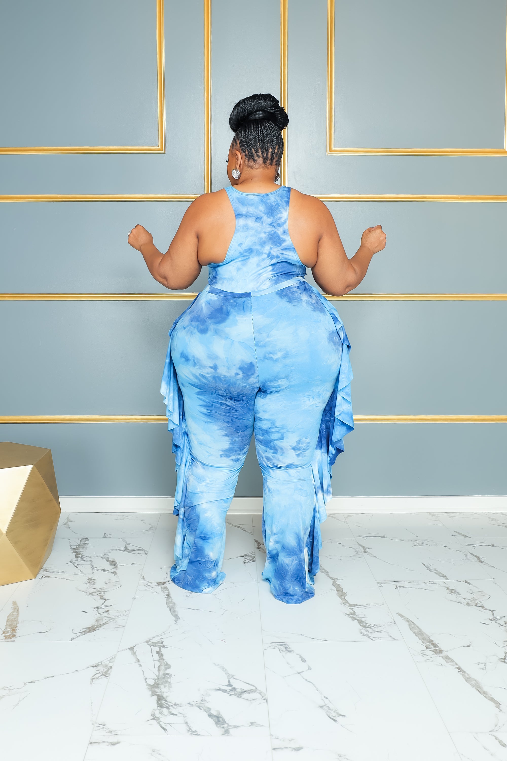 Blue Tie Ruffle My Curves Set