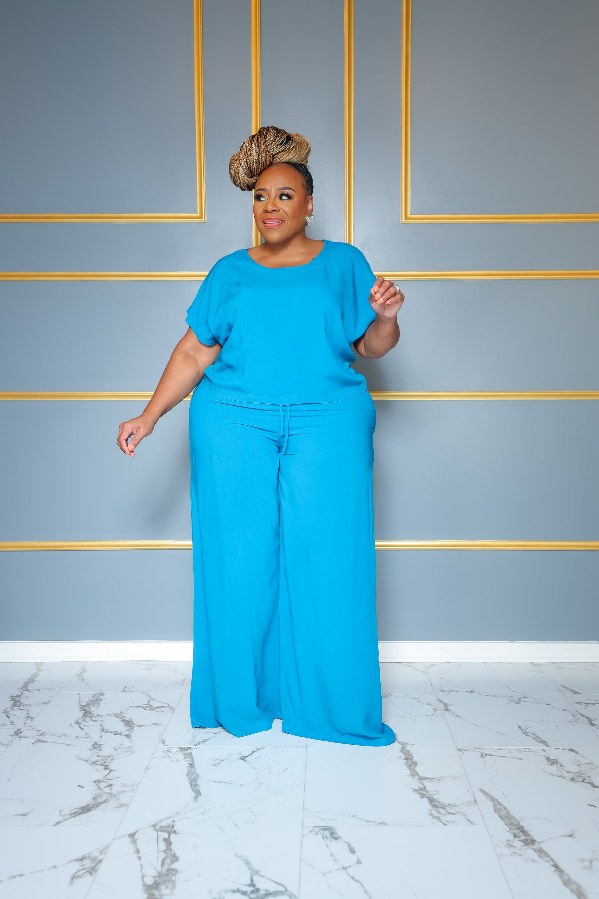 Teal Celine Wide Leg Set