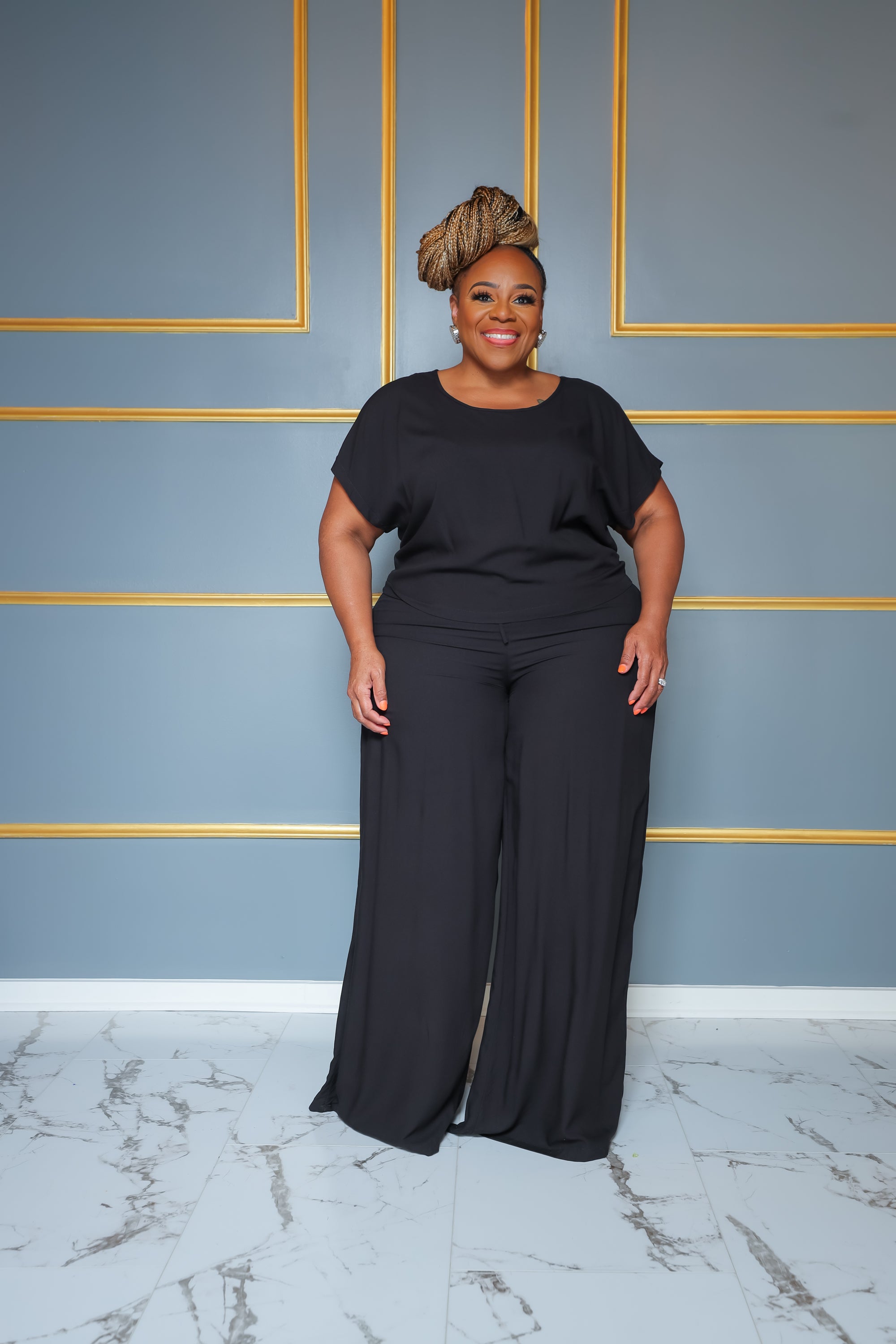 Black Celine Wide Leg Set