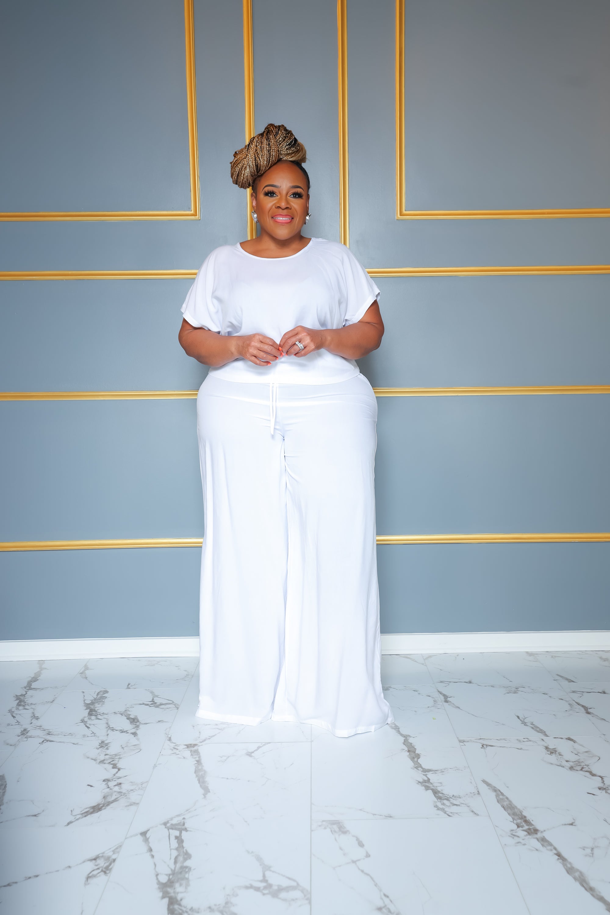 White Celine Wide Leg Set
