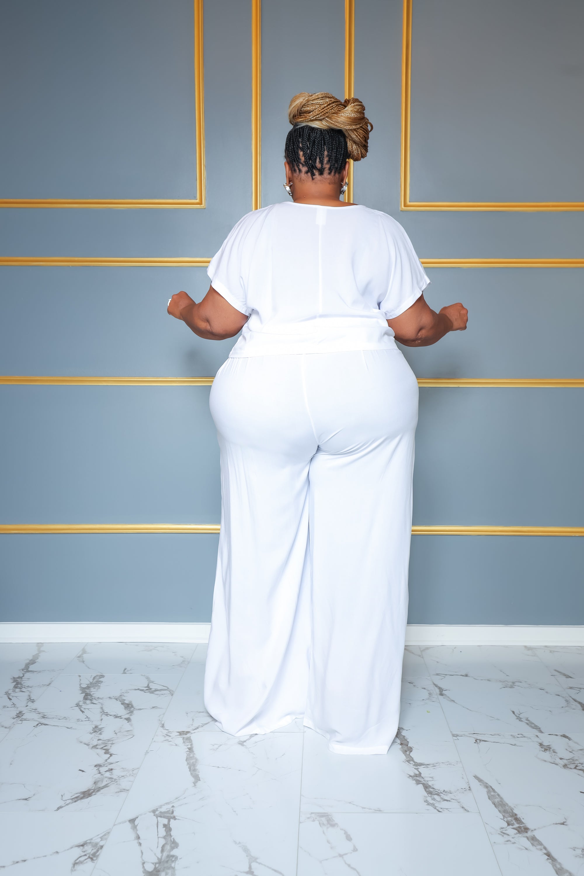 White Celine Wide Leg Set