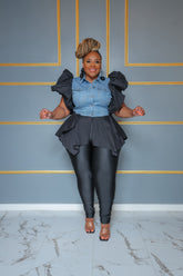 Black Regan Peplum Top