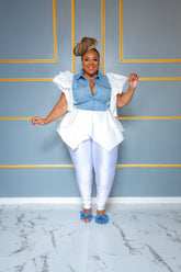 White Regan Peplum Top