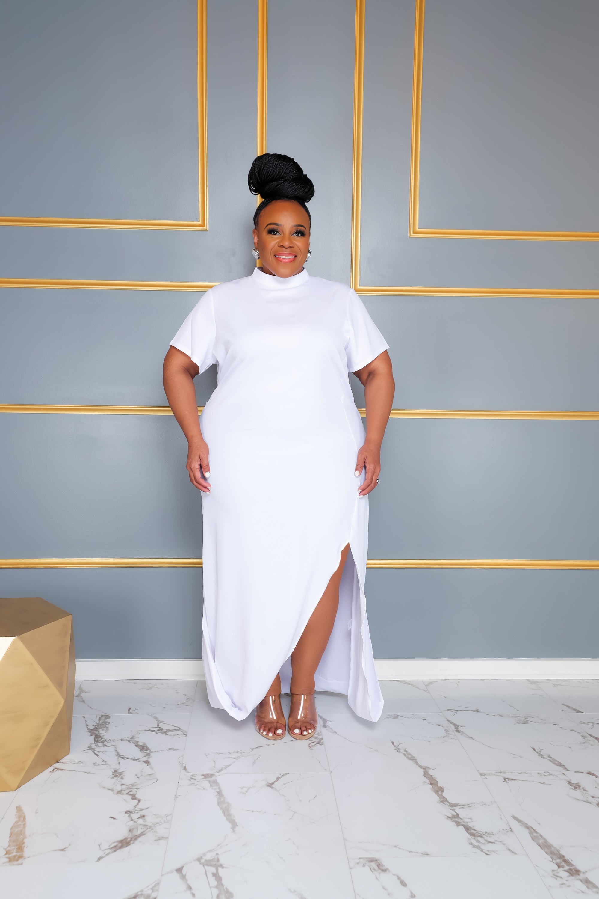 Women's plus size hot sale white maxi dress