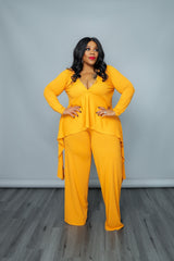Mustard Rib Pant Set