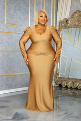 Gold Twisted By Waist Gown