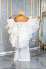 White Whitney Chiffon Draped Gown
