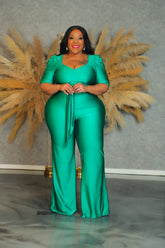 Green Tori Flare Jumpsuit