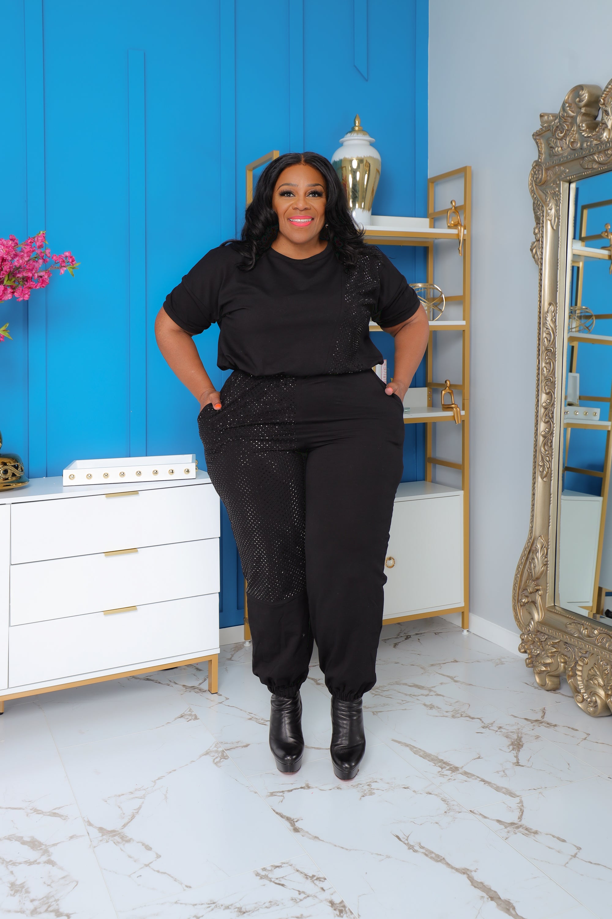 Black Sequin Embellished Set