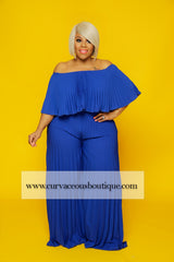 Royal Blue Pleat Jumpsuit