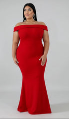 Red Ruffle Back Gown