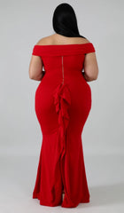 Red Ruffle Back Gown