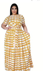 Mustard Grid Skirt Set