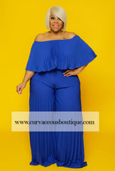 Royal Blue Pleat Jumpsuit