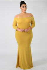 Mustard Off Shoulder Dress
