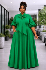 Green Dora Bow Tie Dress