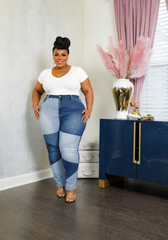 Blue Patchwork Jeans