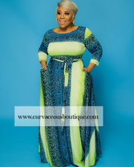 Extended Size Lime Cheetah Gabby Dress