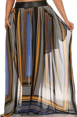 Mustard Print Maxi Skirt