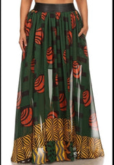 Orange Print Mai Skirt