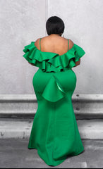 Green Ruffle Gown