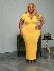 Mustard Charlie Collar Dress