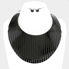 Black Wide Metal Collar necklace
