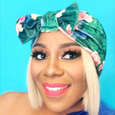 Green Floral Velvet Knot Turban